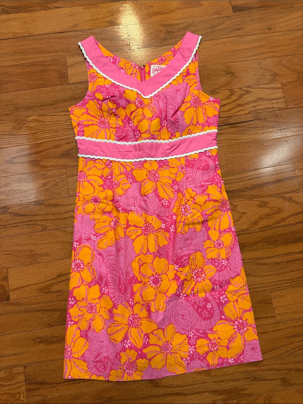 Lilly Pulitzer Pink & Orange Floral Sleeveless A-Line Dress